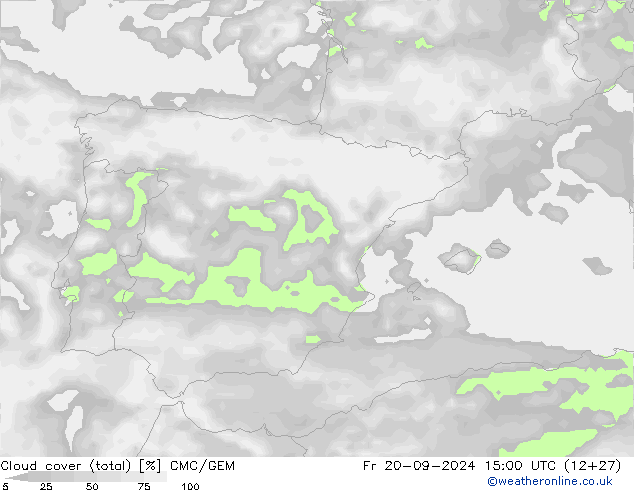 Bewolking (Totaal) CMC/GEM vr 20.09.2024 15 UTC