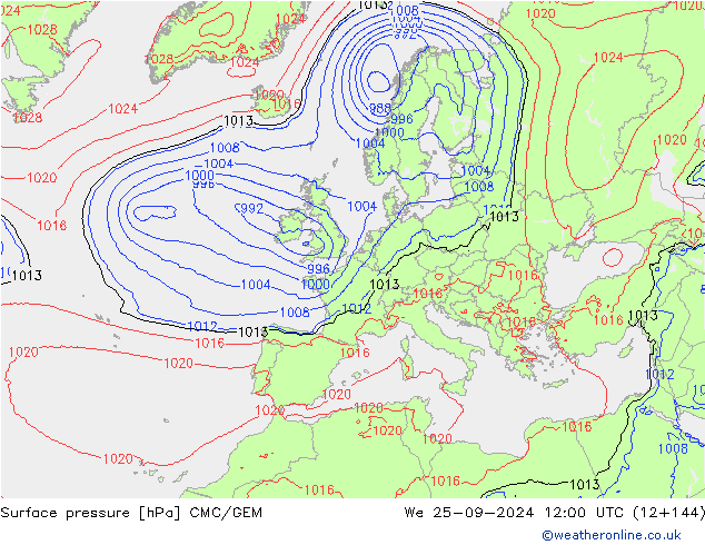 pressão do solo CMC/GEM Qua 25.09.2024 12 UTC