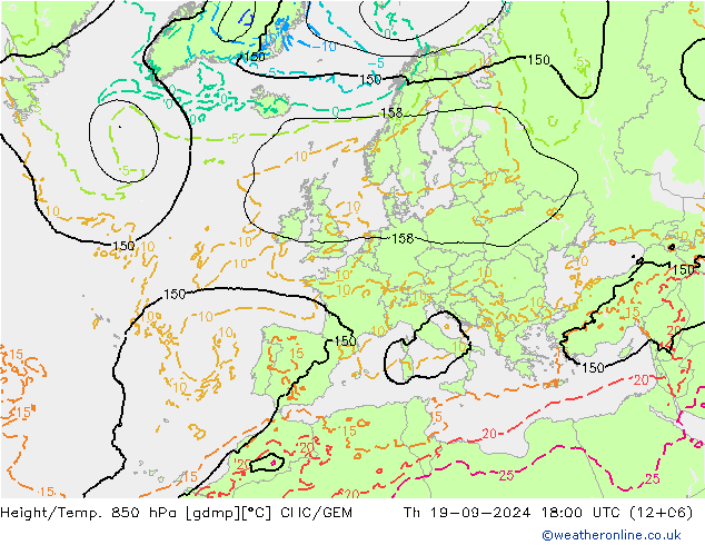 Géop./Temp. 850 hPa CMC/GEM jeu 19.09.2024 18 UTC