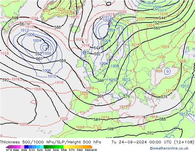 Theta-e 850hPa CMC/GEM Tu 24.09.2024 00 UTC