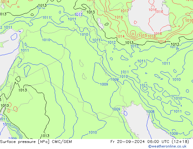 Surface pressure CMC/GEM Fr 20.09.2024 06 UTC