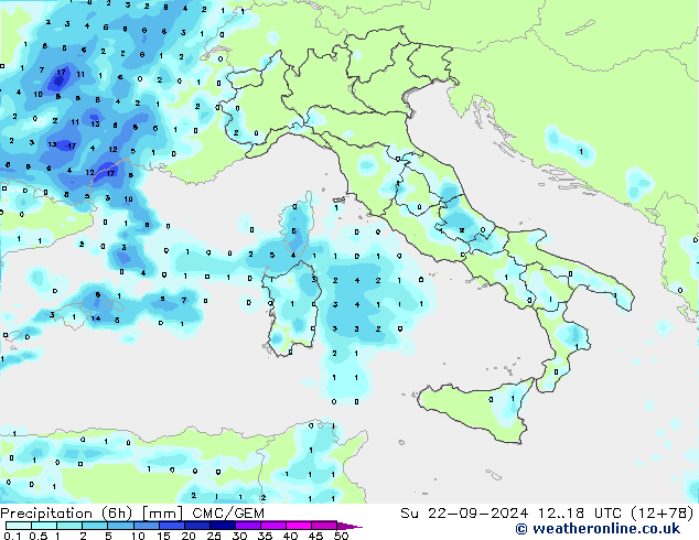 opad (6h) CMC/GEM nie. 22.09.2024 18 UTC