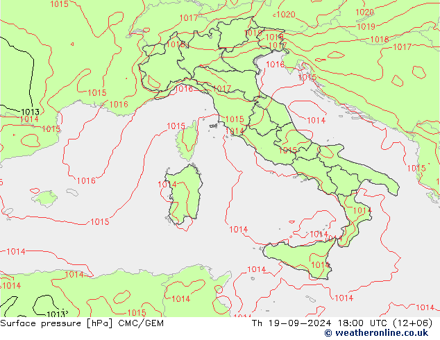 приземное давление CMC/GEM чт 19.09.2024 18 UTC