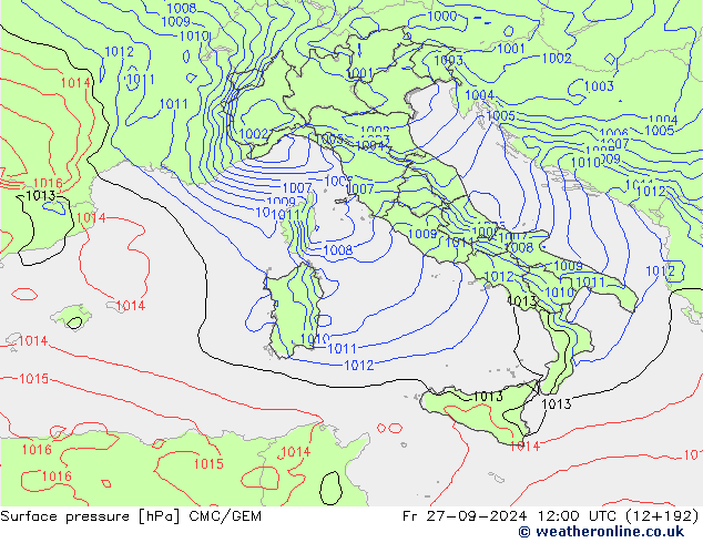 Bodendruck CMC/GEM Fr 27.09.2024 12 UTC