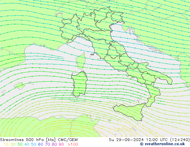 Stroomlijn 500 hPa CMC/GEM zo 29.09.2024 12 UTC