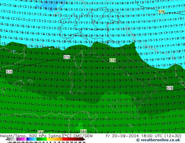 Height/Temp. 500 hPa CMC/GEM Pá 20.09.2024 18 UTC