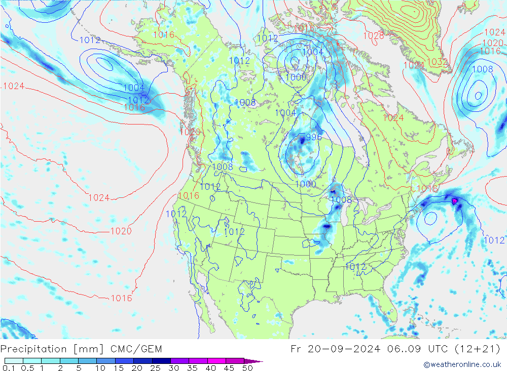 Precipitation CMC/GEM Fr 20.09.2024 09 UTC