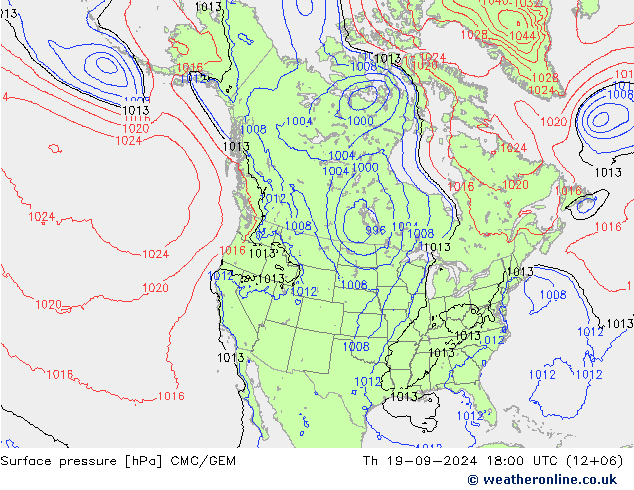 Surface pressure CMC/GEM Th 19.09.2024 18 UTC