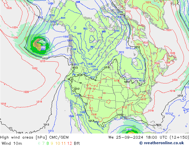 High wind areas CMC/GEM Qua 25.09.2024 18 UTC