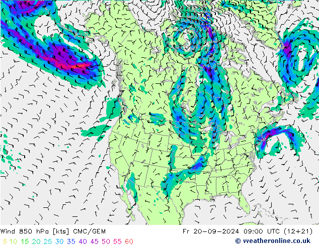  850 hPa CMC/GEM  20.09.2024 09 UTC