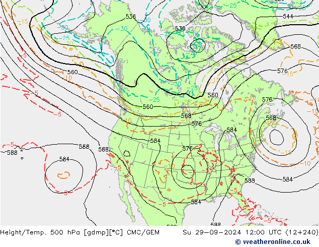 Height/Temp. 500 hPa CMC/GEM Su 29.09.2024 12 UTC