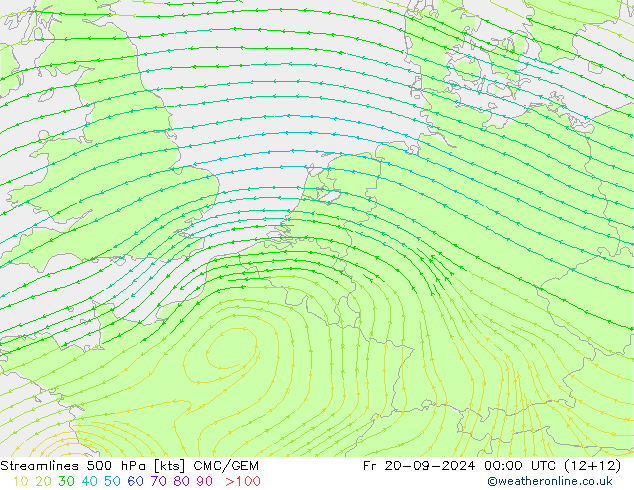 Stromlinien 500 hPa CMC/GEM Fr 20.09.2024 00 UTC