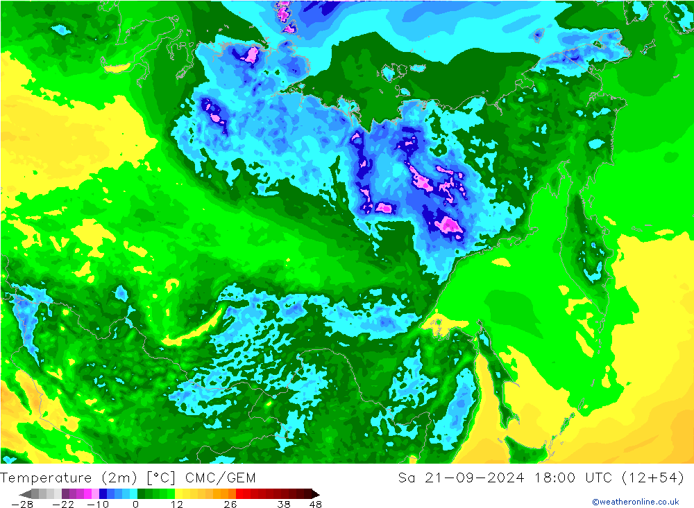 карта температуры CMC/GEM сб 21.09.2024 18 UTC