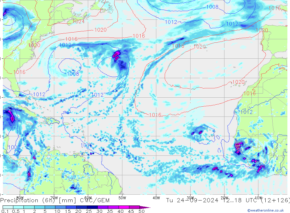 Totale neerslag (6h) CMC/GEM di 24.09.2024 18 UTC