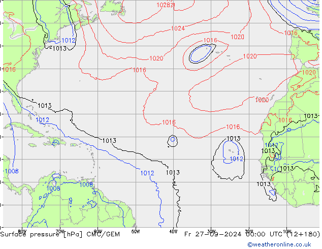приземное давление CMC/GEM пт 27.09.2024 00 UTC