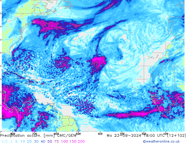 Toplam Yağış CMC/GEM Pzt 23.09.2024 18 UTC