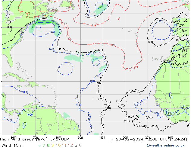 Windvelden CMC/GEM vr 20.09.2024 12 UTC