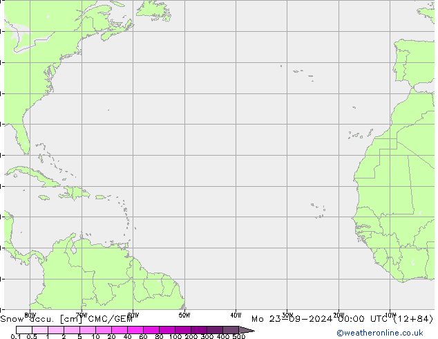 Snow accu. CMC/GEM lun 23.09.2024 00 UTC