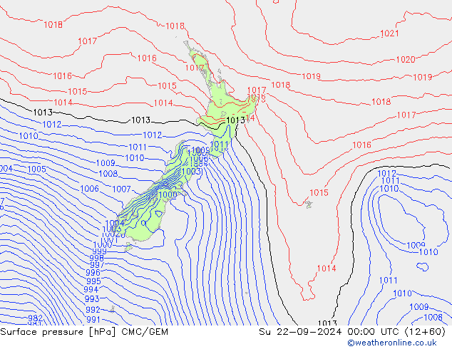 Surface pressure CMC/GEM Su 22.09.2024 00 UTC