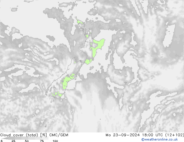 Bewolking (Totaal) CMC/GEM ma 23.09.2024 18 UTC