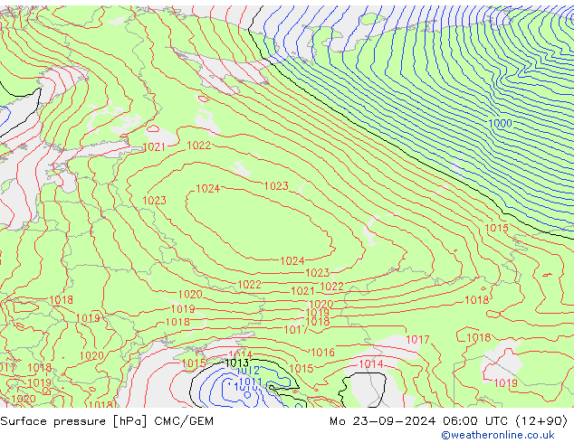 Pressione al suolo CMC/GEM lun 23.09.2024 06 UTC