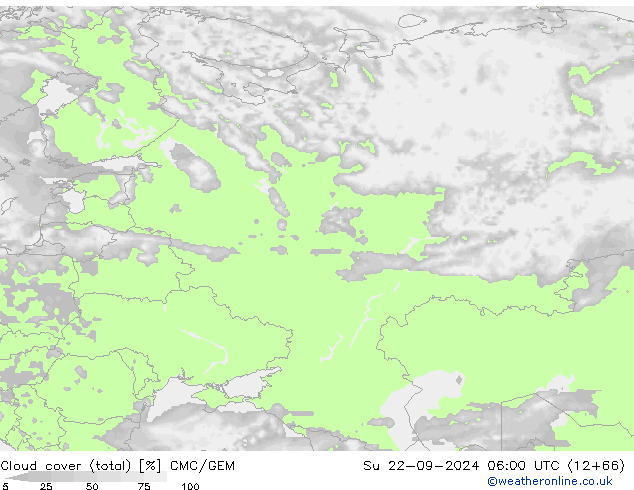 Cloud cover (total) CMC/GEM Ne 22.09.2024 06 UTC