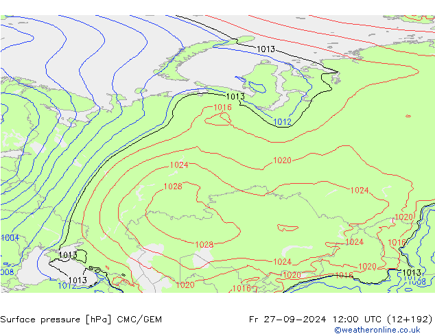 pression de l'air CMC/GEM ven 27.09.2024 12 UTC