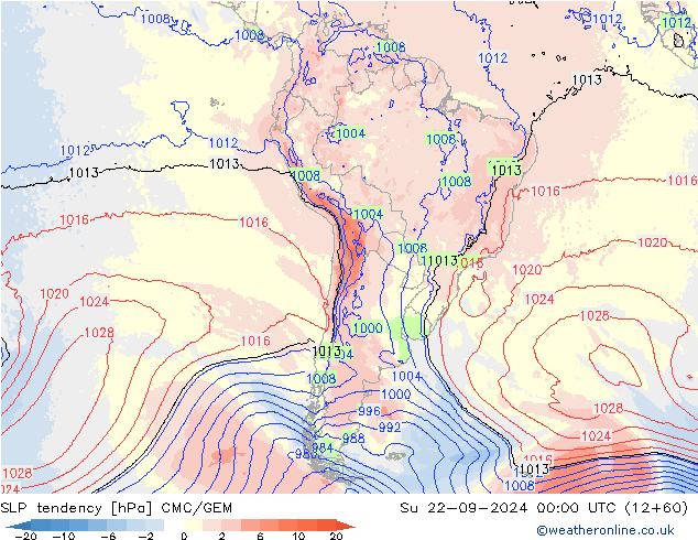 SLP tendency CMC/GEM Su 22.09.2024 00 UTC