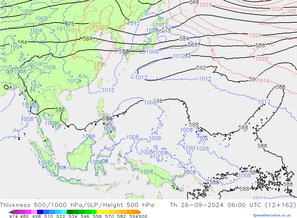 Theta-e 850гПа CMC/GEM чт 26.09.2024 06 UTC