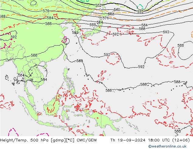 Height/Temp. 500 hPa CMC/GEM Th 19.09.2024 18 UTC