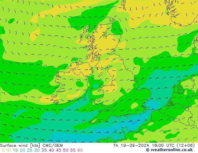 Surface wind CMC/GEM Th 19.09.2024 18 UTC