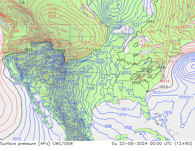 Surface pressure CMC/GEM Su 22.09.2024 00 UTC