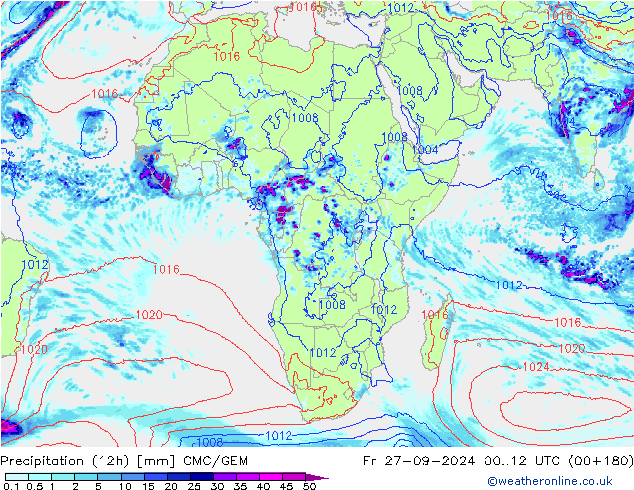 Nied. akkumuliert (12Std) CMC/GEM Fr 27.09.2024 12 UTC