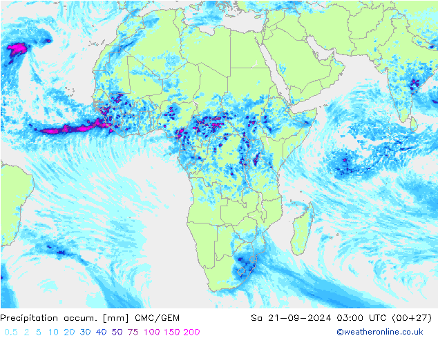 Precipitation accum. CMC/GEM сб 21.09.2024 03 UTC