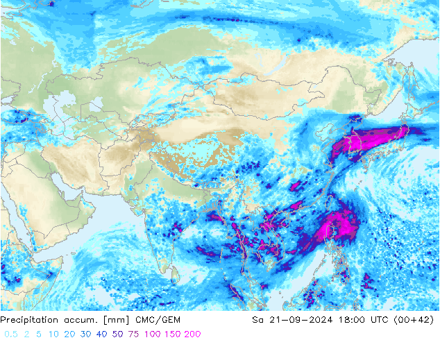 Precipitation accum. CMC/GEM sab 21.09.2024 18 UTC