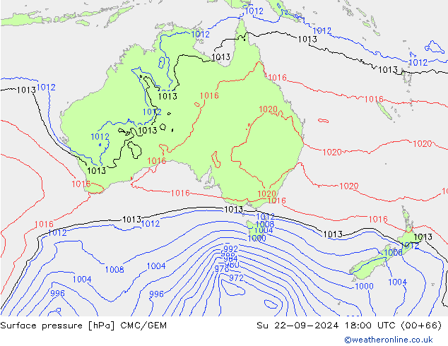 Luchtdruk (Grond) CMC/GEM zo 22.09.2024 18 UTC