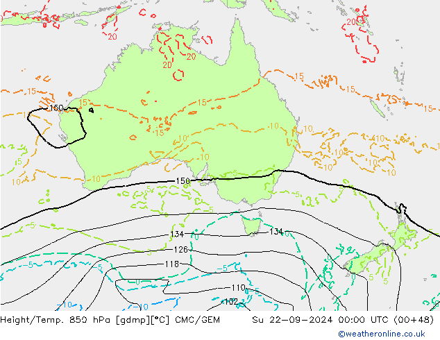 Height/Temp. 850 hPa CMC/GEM nie. 22.09.2024 00 UTC