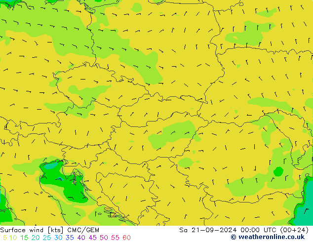 Rüzgar 10 m CMC/GEM Cts 21.09.2024 00 UTC