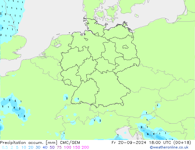 Precipitation accum. CMC/GEM пт 20.09.2024 18 UTC