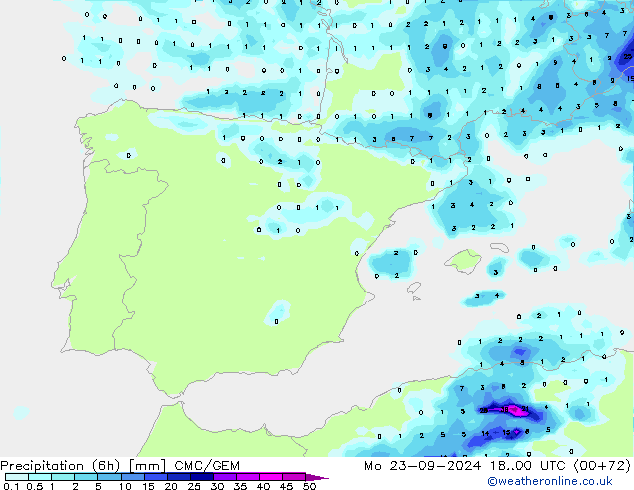 Nied. akkumuliert (6Std) CMC/GEM Mo 23.09.2024 00 UTC