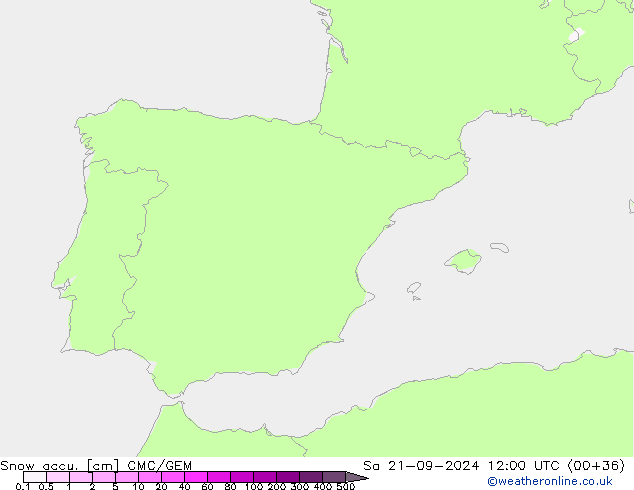 Snow accu. CMC/GEM  21.09.2024 12 UTC