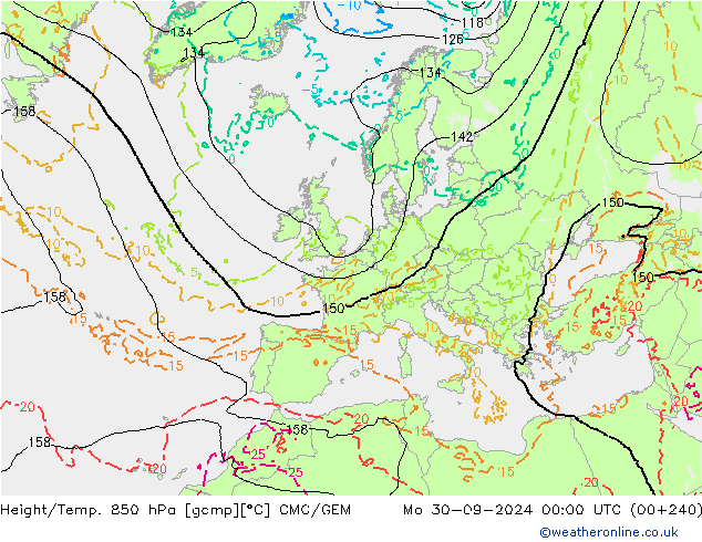 Hoogte/Temp. 850 hPa CMC/GEM ma 30.09.2024 00 UTC