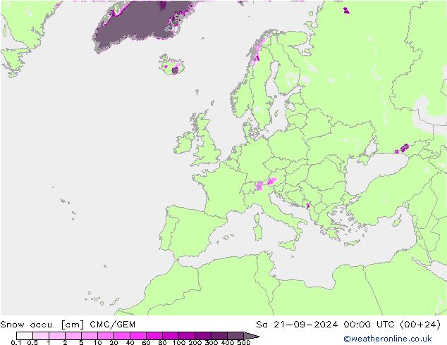 Snow accu. CMC/GEM So 21.09.2024 00 UTC