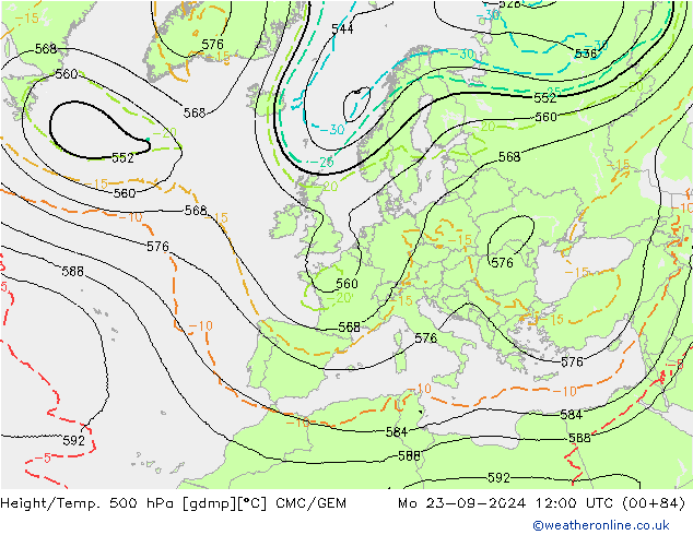 Height/Temp. 500 hPa CMC/GEM  23.09.2024 12 UTC