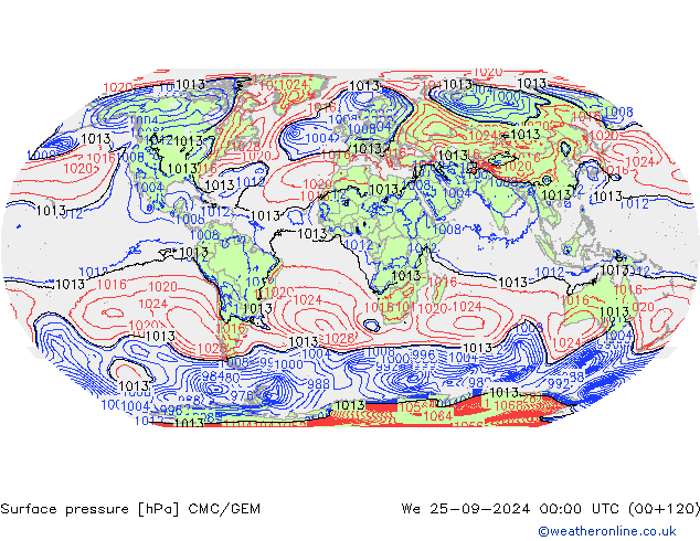 Luchtdruk (Grond) CMC/GEM wo 25.09.2024 00 UTC