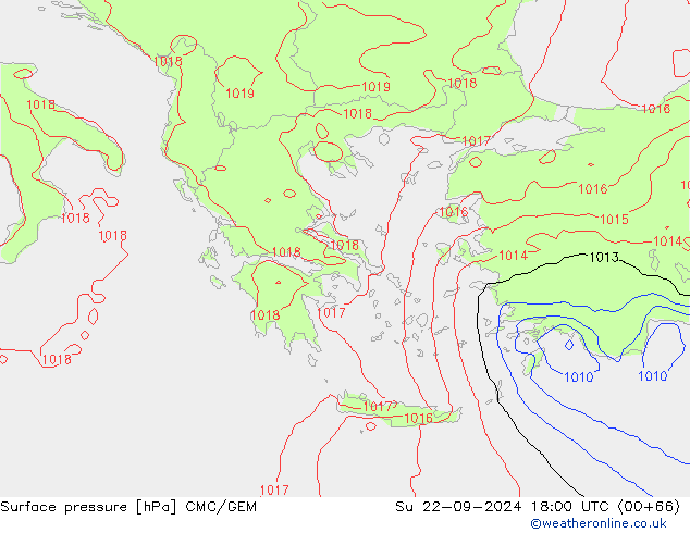 Luchtdruk (Grond) CMC/GEM zo 22.09.2024 18 UTC