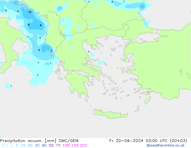 Precipitation accum. CMC/GEM  20.09.2024 03 UTC