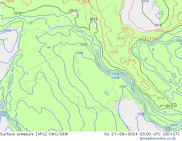 Surface pressure CMC/GEM Sa 21.09.2024 03 UTC