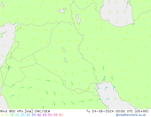 Rüzgar 850 hPa CMC/GEM Sa 24.09.2024 00 UTC