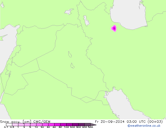 Snow accu. CMC/GEM Pá 20.09.2024 03 UTC